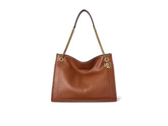 Lauren Ralph Lauren Pebbled Leather Large Bradley Tote Bag Tote Womens Handbags Lauren Tan