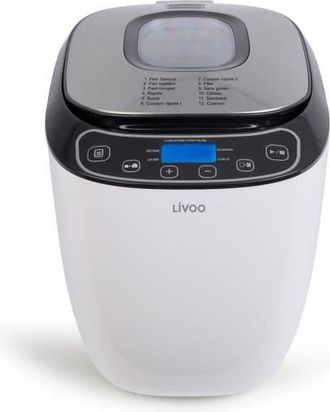 Livoo Machine A Pain - Livoo - Dop218 - 550w - 12 Programmes - Cuve Amovible En Aluminium - Ecran Lcd - 3 Accesssoires Inclus
