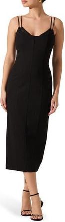 ASTR the Label Allura Peekaboo Lace Trim Midi Dress in Black at Nordstrom Rack, Size X-Small