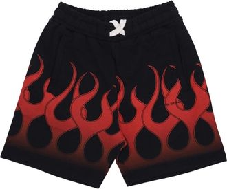 Vision Of Super Vlammenprint Shorts Zwart/Rood - Heren - Korte Broeken - Zwart - XS - Katoen - Korte Broeken