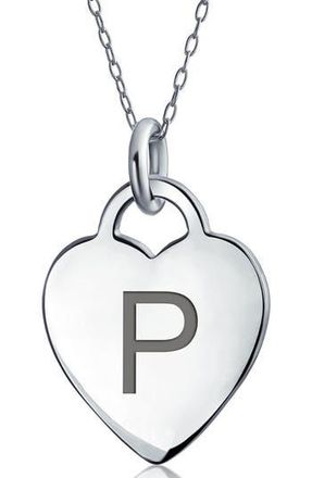 Bling Jewelry Stelring Silver Initial Pendant Necklace - A-Z Available in Silver P at Nordstrom Rack