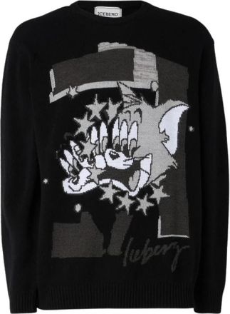 Iceberg Ronde hals trui Gatto Silvestro - Heren - Ronde hals truien - Zwart - 2XL - Wol - Truien & Vesten