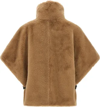 Pinko Fur-Effect Wool Cape - Camel
