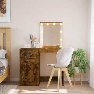 vidaXL Tocador Con Luces Led Roble Ahumado 90x42x132,5 Cm Vidaxl