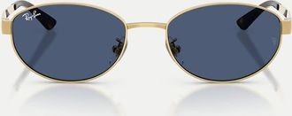 Ray-Ban Occhiali da sole ovali con lenti blu in arista-Oro