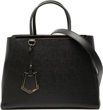 Fendi Black Gold Leather Shoulder Bag Tote Bag (Pre-Owned)