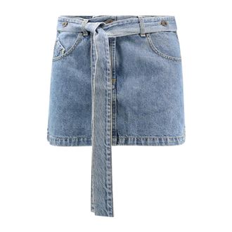 The Attico Belted Denim Skirt - female - The Attico - Denim Shorts - Blue - M - Shorts