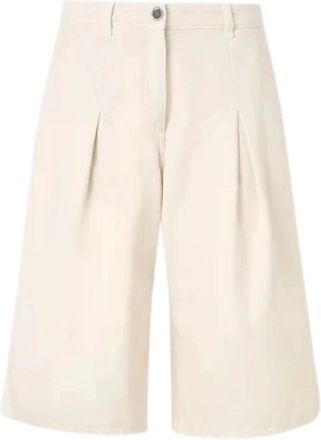 Pinko Canvas Bermuda Broek met Zakken - Dames - Korte Broeken - Beige - L - Katoen - Korte Broeken