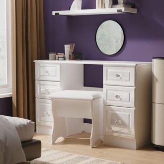 Welcome Furniture Clarence Ready Assembled Double Pedestal Desk in White Gloss & White - Welcome Furniture | TJ Hughes