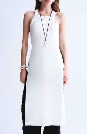 Mango Open Back Satin Top in Off White at Nordstrom, Size 4