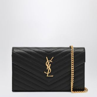 Saint Laurent Black Cassandre chain pouch