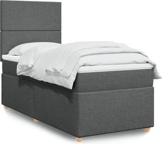vidaXL Vidaxl - Cama Box Spring Con Colch&oacute;n Tela Gris Oscuro 80x200 Cm