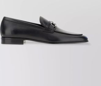 Ferragamo leather sole metal hardware round toe loafers