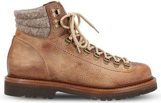 Brunello Cucinelli Grained Calfskin Mountain-style Boots With Wool And Cashmere Insert