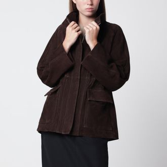 Nour Hammour Giacca Quai Fluid marrone Mocha in suede