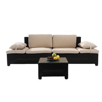 Concept Usine Sof&aacute; de Jard&iacute;n de Resina trenzada Corf&uacute; - crudo/negro