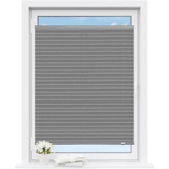 Woltu Cortina Plisada Solo Con Ventosas, Opaca, Plegable, Gris 100x120 Cm - Woltu