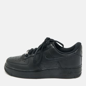 Air Jordan s Black Leather Air Force 1 Lace Up Sneakers