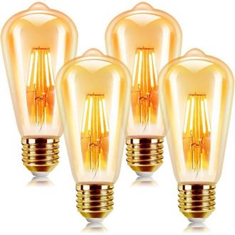 OEM Paquete De 4 Bombillas Led Vintage E27, Estilo Edison Retro, 6w, Led Decorativas E27, Blanco C&aacute;lido (2200k), No Regulables, Paquete De 4 - Crezuo