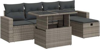 vidaXL Set De Muebles De Jard&iacute;n 6 Pzas Y Cojines Rat&aacute;n Sint&eacute;tico Gris Vidaxl