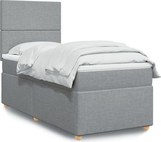 vidaXL Vidaxl - Cama Box Spring Con Colch&oacute;n Tela Gris Claro 90x190 Cm