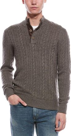 Raffi Cable Button Cashmere Mock Neck Sweater