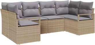 vidaXL Garden Sofa Set 6 pcs Beige and Light Grey Poly Rattan vidaXL