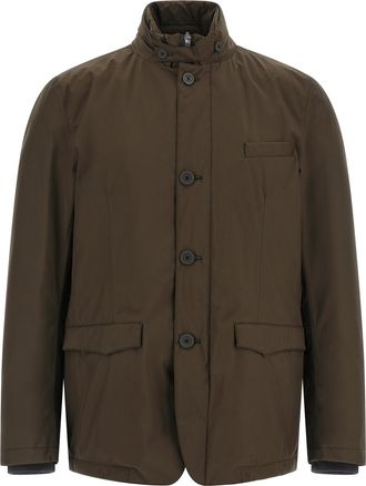 Herno Brown Polyester Full-Length Mens Jacket