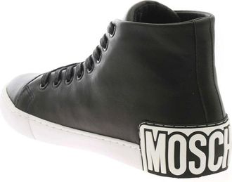 Moschino Mens Vulc High-Top Sneaker Black Leather