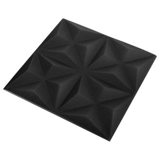 vidaXL Paneles De Pared 24 Pcs Origami Negro 50 X 50 Cm Espuma Xps Vidaxl