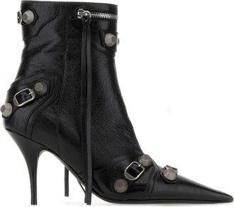 Balenciaga Black Leather Cagole Ankle Boots