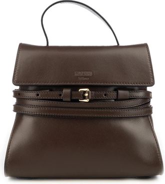 Moschino Buckle Leather Mini Bag - Dames - Handtassen - Bruin - ONE Size - Katoen - Tassen