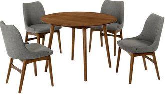 Armen Living Arcadia And Azalea 42In Round Wood 5Pc Dining Set