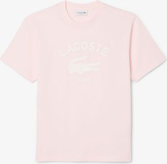 Lacoste Heren Lacoste T-shirt met handtekeningprint in katoen, roze