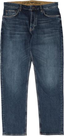 Emporio Armani Classic Blue Denim Jeans with Subtle Faded Wash