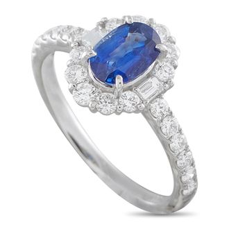 Luxury Bazaar Platinum 0.67ct Diamond and Sapphire Halo Ring MF10-100526