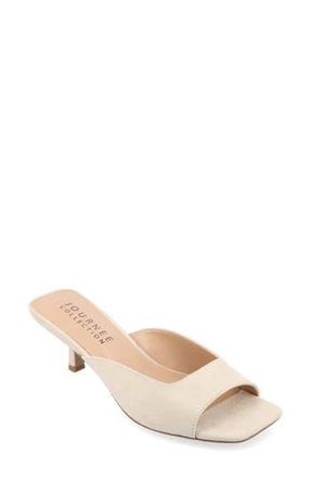 Journee Collection Larna Kitten Heel Mule - Wide Width in Bone at Nordstrom Rack, Size 6.5