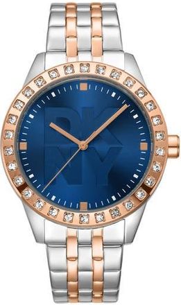 DKNY Two-Tone Bracelet Watch in Two-Tone Silver/Rose Gold at Nordstrom Rack