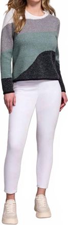 Tribal Fuzzy Double Knit Crew Neck Sweater In Silverpine