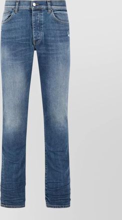 Amiri stack cotton jeans faded straight five pocket