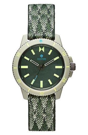 MVMT Watches Minimal Sport Ocean Plastic Strap Watch, 38mm in Atlantic Green at Nordstrom Rack