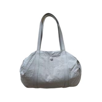 Generic Lightweight Nylon Large-Capacity Simple Shoulder Shopping Bag for Everyday Use(Light Grey)