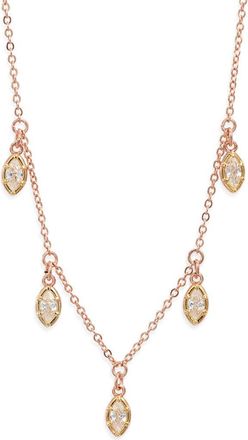 Nordstrom Georgian Cubic Zirconia Drops Frontal Necklace in Clear- Rose Gold- Gold at Nordstrom