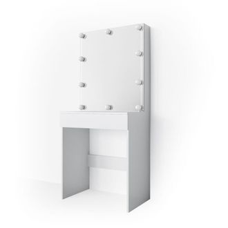 Vicco Tavolo da toeletta Melle, Bianco, 68 cm con illuminazione a led Vicco