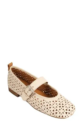 Gentle Souls Karla Mary Jane Flat in Ivory Perforated Leather at Nordstrom, Size 9.5
