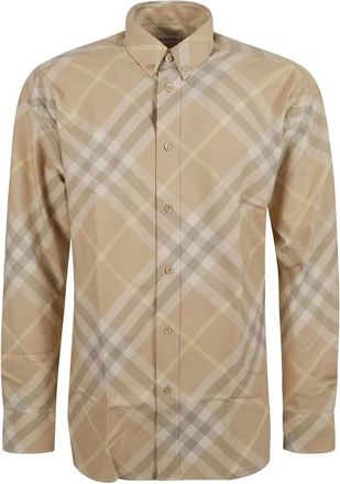 Burberry Stijlvolle Overhemden voor Mannen - Heren - Casual Overhemden - Beige - M - Katoen - Overhemden