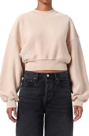 A Gold E Kit Cotton Fleece Crop Sweatshirt in Wafer (Dusty Nude Peach) at Nordstrom Rack, Size X-Large