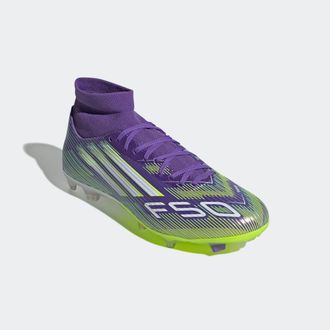 adidas Fussballschuh ADIDAS PERFORMANCE F50 LEAGUE MITTELHARTE/HART- UND ASCHENPL&Auml;TZE, Gr. 44,5, lila (lila rush, cloud wei&szlig;, lucid lemon), Synthetik, Textil