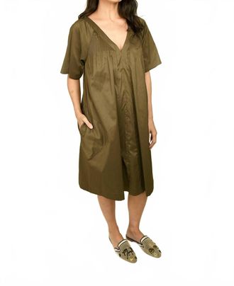 Cot&eacute;lac V-Neck Dress In Olive