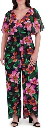 Kensie Floral Print Jumpsuit in Black Multi at Nordstrom Rack, Size 12